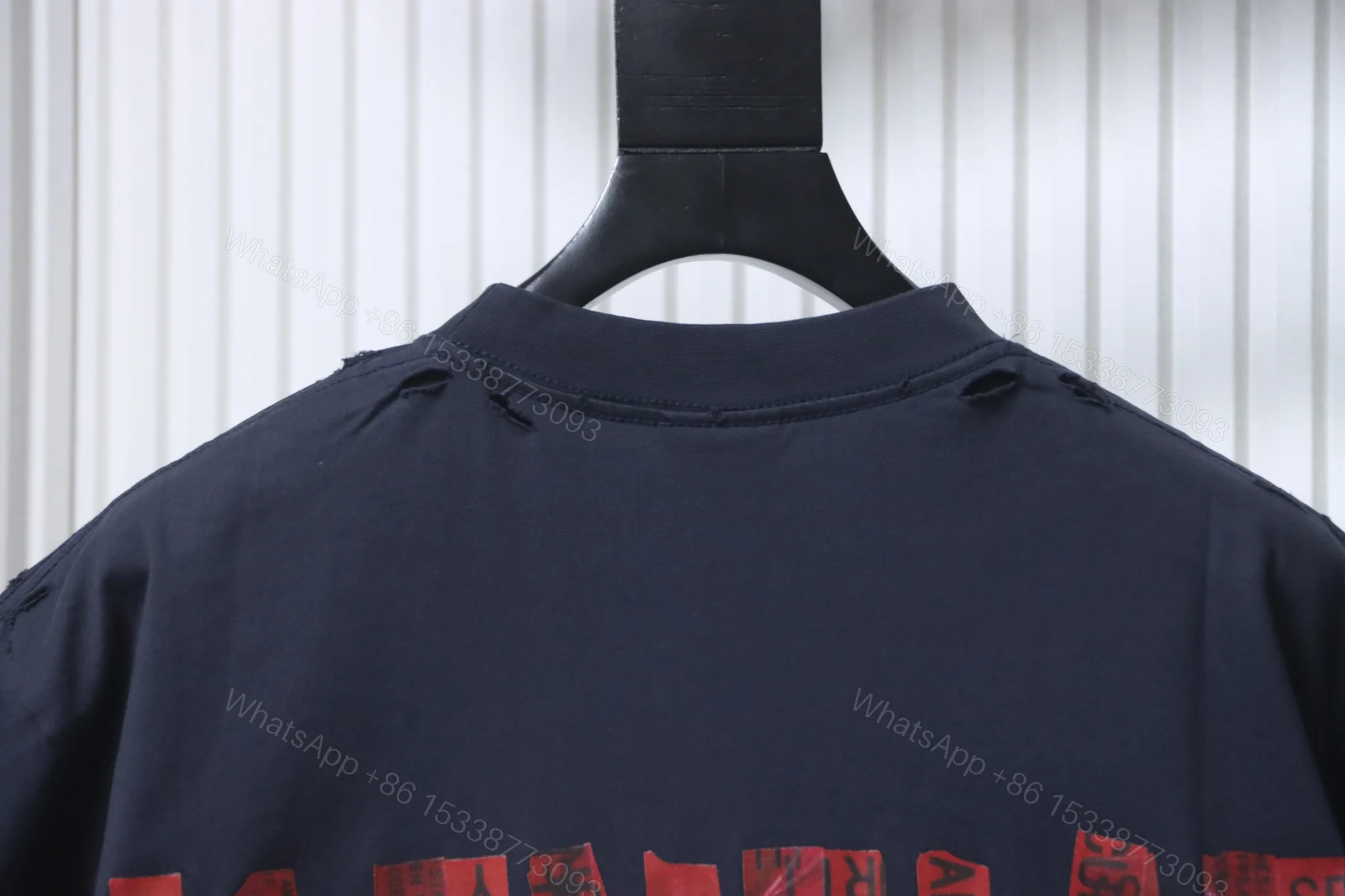 View 3 of Balenciaga Clothes 25SS Red American Graffiti Letter Tape Short Sleeve T-shirt black