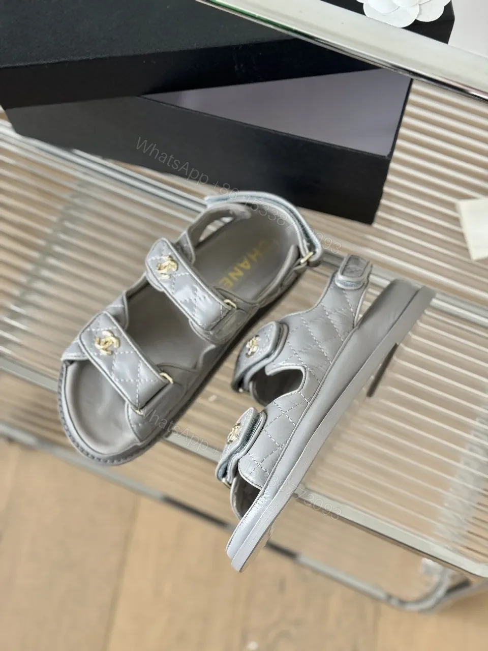View 2 of Quilted Metallic Sandals – Gold Hardware, Luxe Comfort