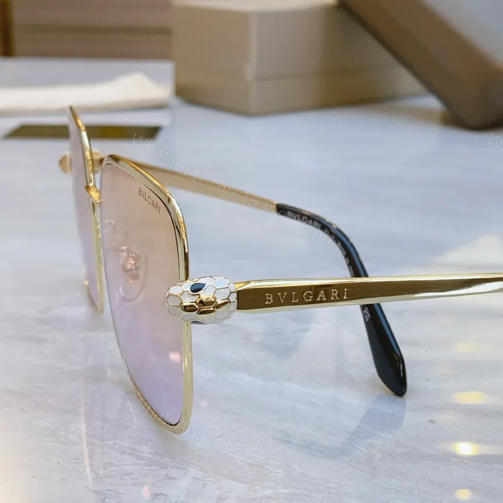View 6 of Gold-Textured Square-Frame Sunglasses with Polarized Lenses