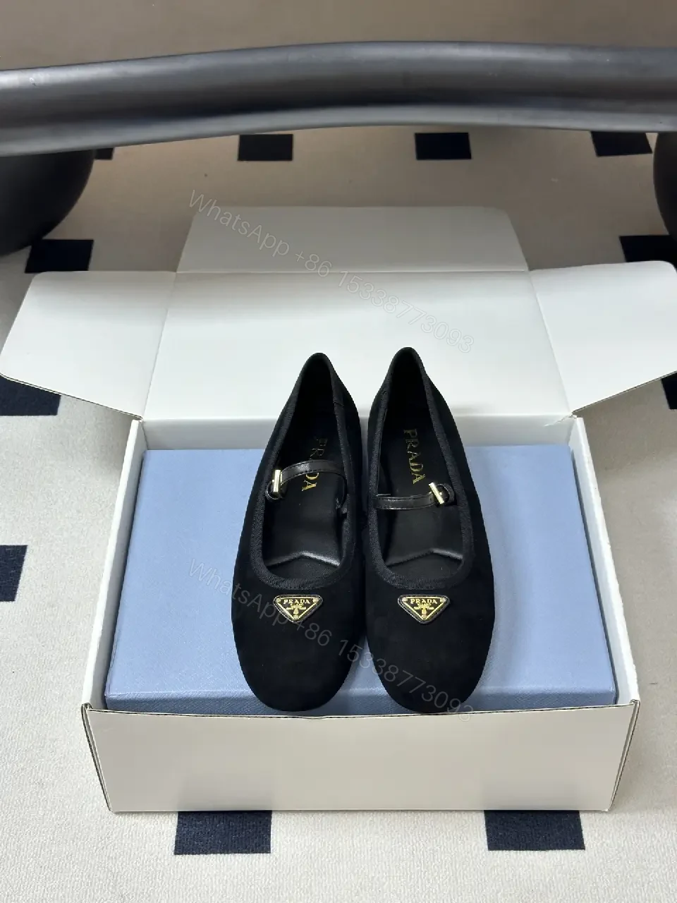 View 5 of Black Velvet Mary Jane Shoes Gold Logo Prada-inspired Classic Comfort Dress Shoes