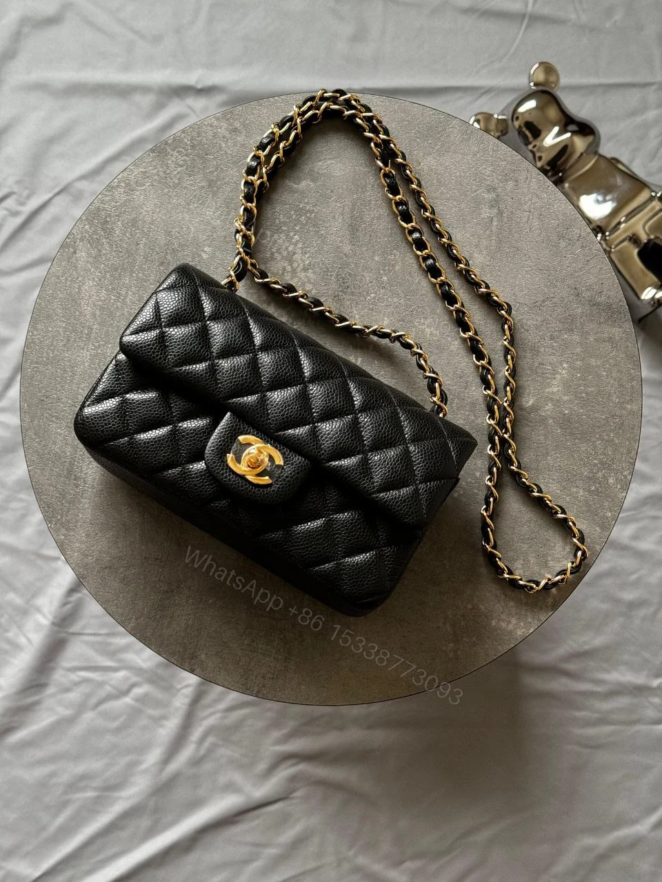 View 6 of Chanel Burgundy Red Quilted Caviar Classic Bag Gold Hardware