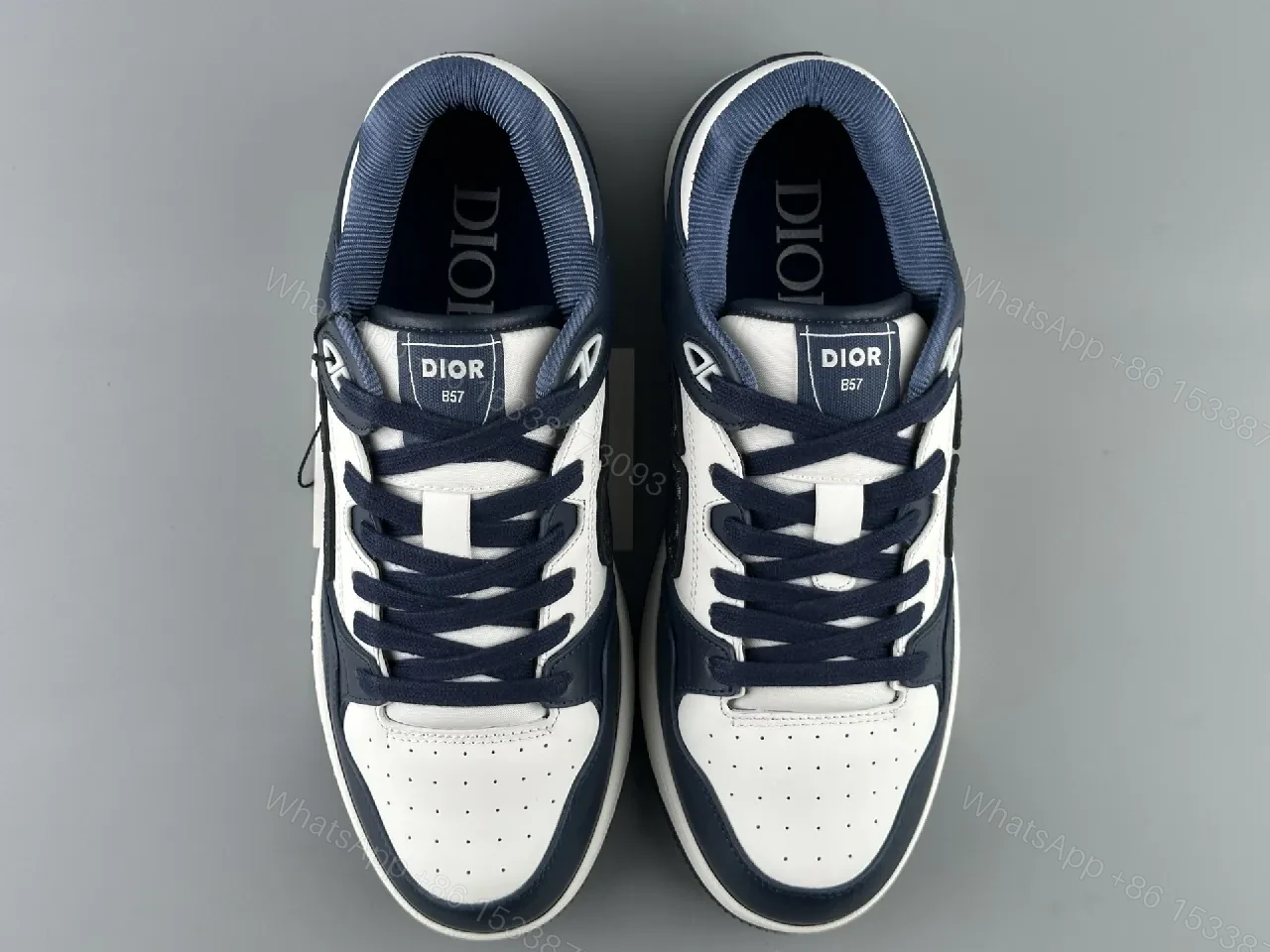 View 9 of Navy Leather High-Top Sneaker with Cutout Detailing