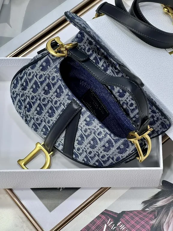 View 8 of Chic Denim Saddle Bag - Luxe Gold Hardware, Everyday Distinction