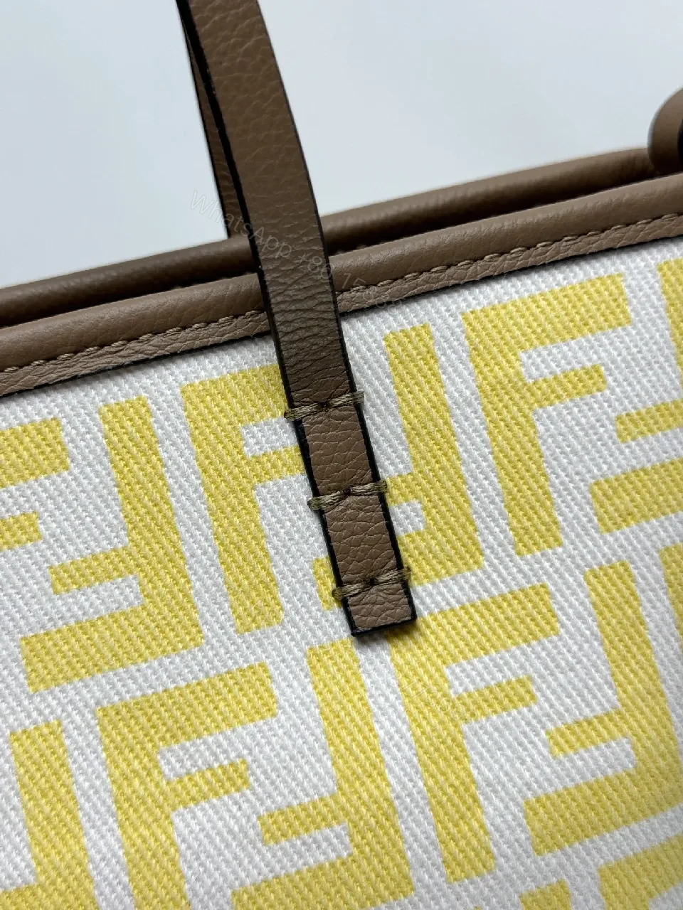 View 6 of Yellow Canvas Tote, Geometric Print, Mini, Structured, Everyday Luxury Tote