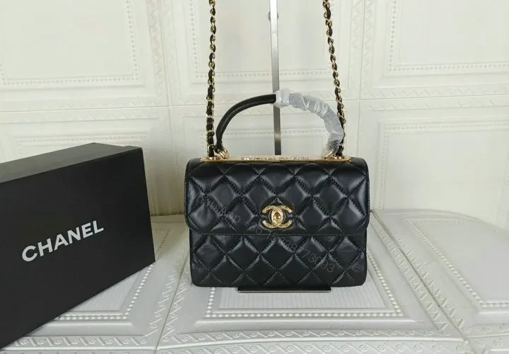 Chanel Flap Bag with Top Handle – Lambskin & Gold-Tone Metal — view 1