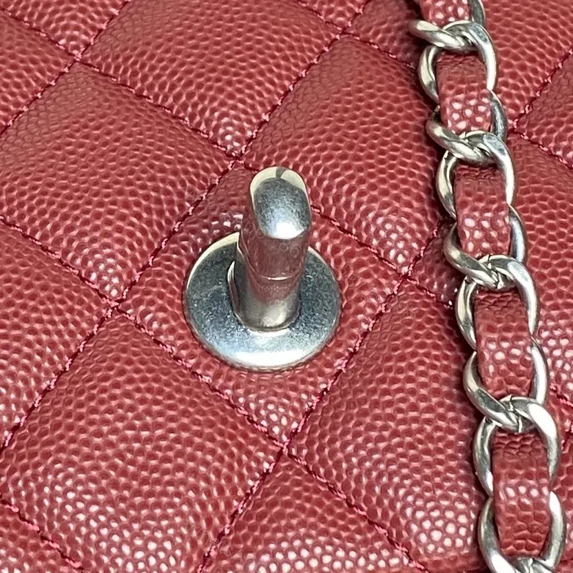 View 7 of Rich Aged Red Quilted Crossbody — Pebble Leather, Luxe Chain