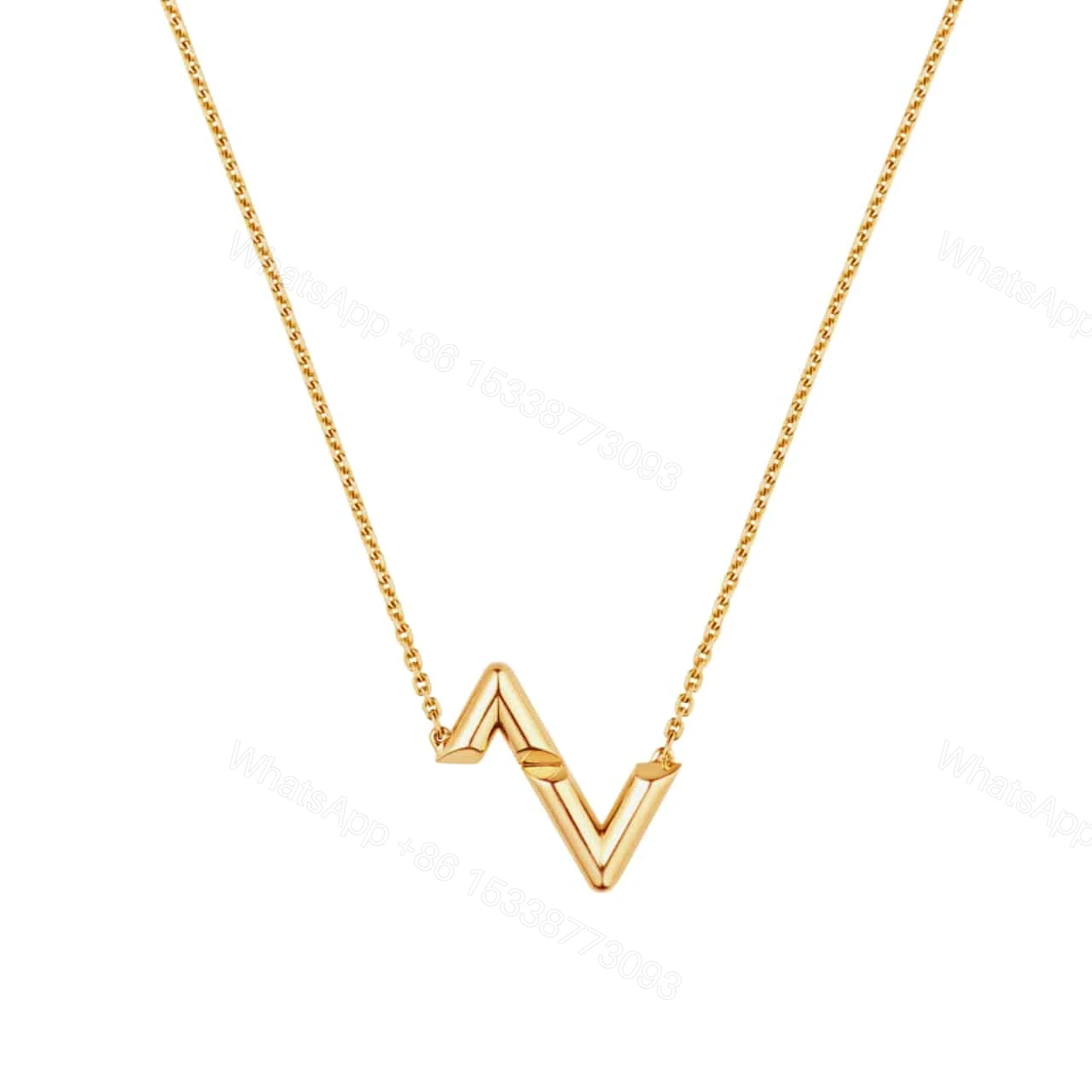LOUIS VUITTON VOLT UPSIDE DOWN PENDANT YELLOW GOLD NECKLACE Q93868 — view 1
