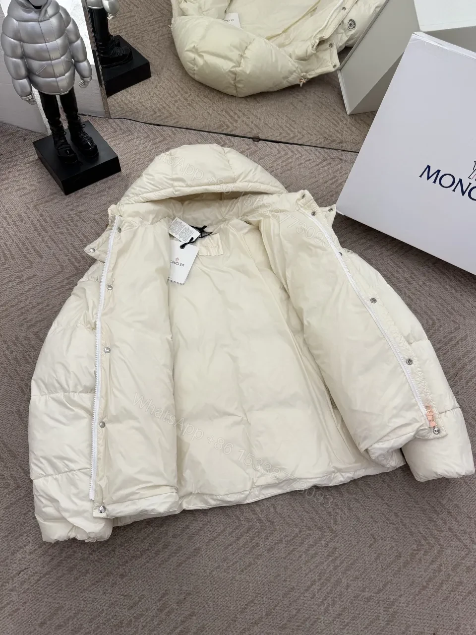 View 2 of Cream Quilted Puffer Jacket - Lightweight Warmth, Modern Lines