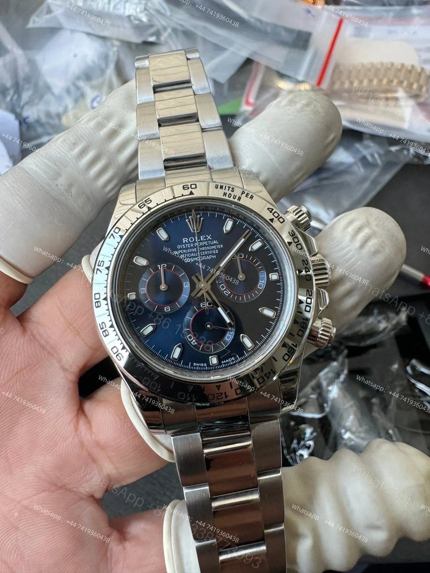 View 9 of Rolex Daytona 1:1 Replica – M116509-0071 Blue Dial Steel Case 4130 Super Clone Watch