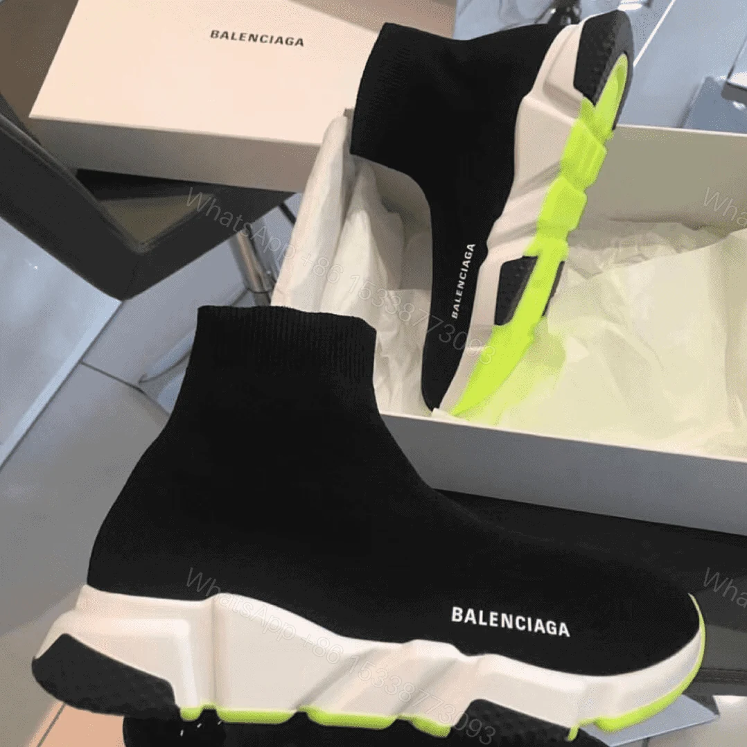 View 3 of BALENCIAGA SPEED TRAINER BLACK WHITE NEON SS19 – BB12