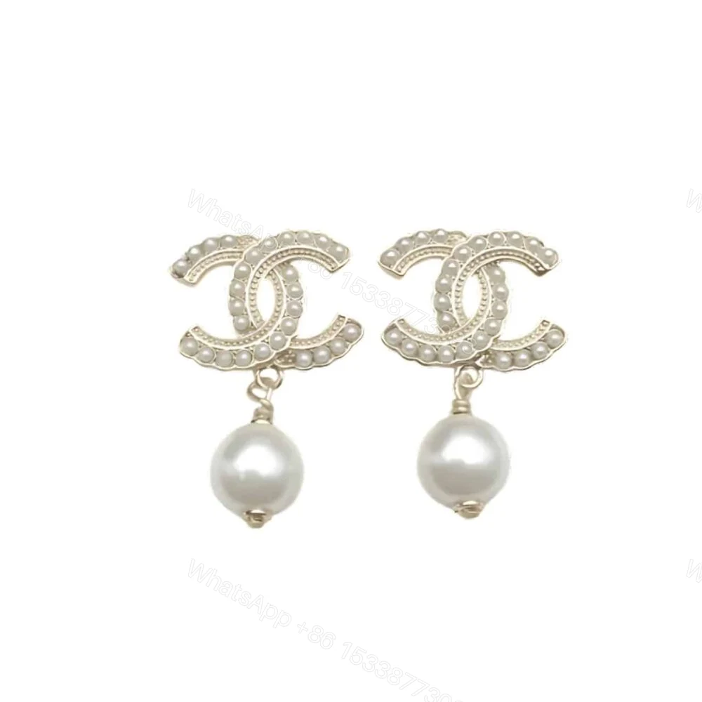 Chanel CC Pearl Gold Earrings — view 1