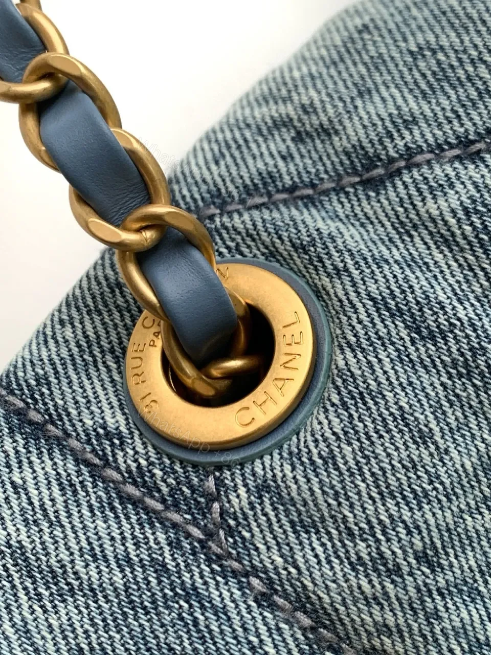 View 7 of Denim-Texture Flap Bag: Luxe Chain-Handled Chic