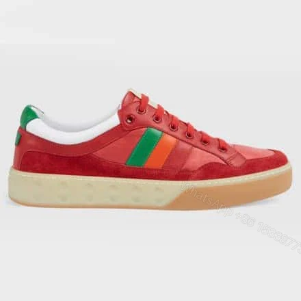 View 2 of GUCCI MEN’S RED LEATHER AND NYLON SNEAKERS – GC62