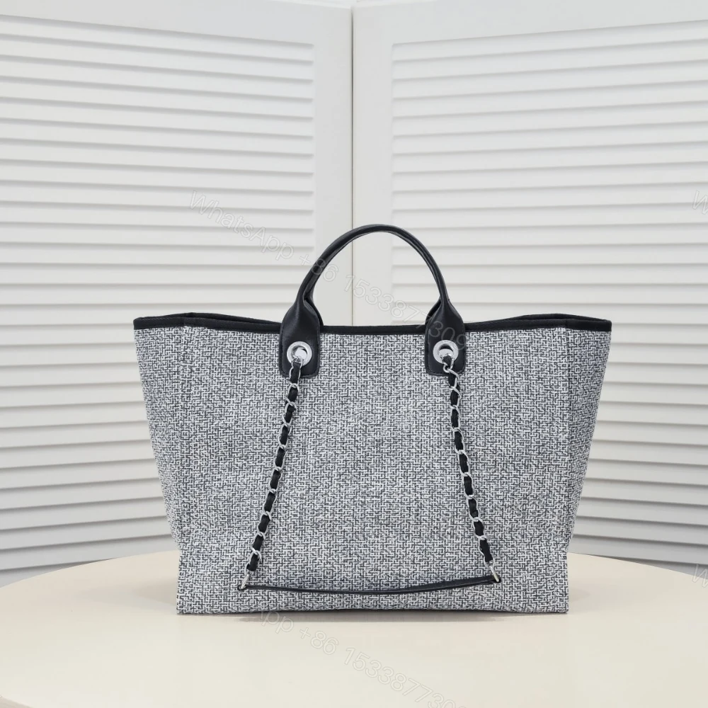 View 10 of Chanel Large Deauville Tote Bag Bicolor Gray 40Cm
