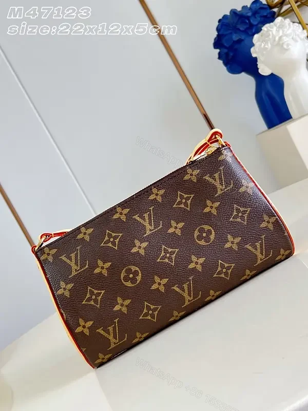 Dark Brown LV Monogram Leather Clutch with Red Piping — view 1