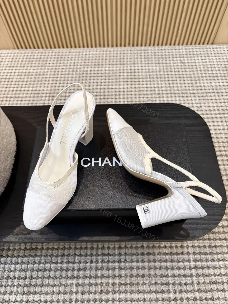 View 7 of White Fabric Slingback Heels – Modern Minimalist Comfort