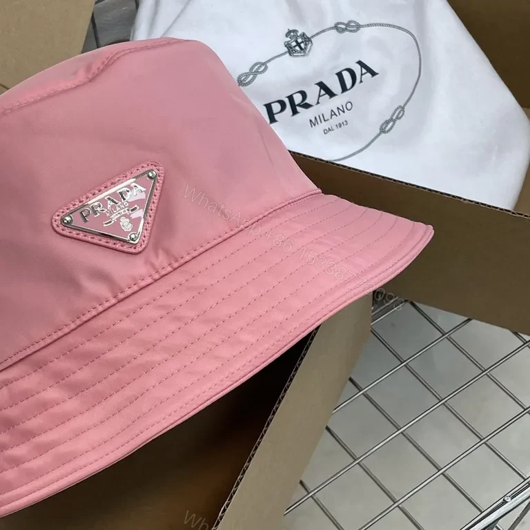 View 3 of Vivid Pink Prada Bucket Hat: Lightweight Luxury, Sun Shield