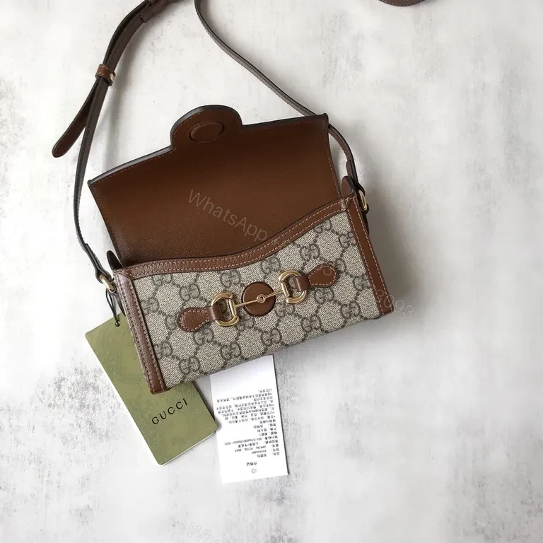 View 2 of Compact Monogram Crossbody: GG Supreme Canvas, Leather Trim