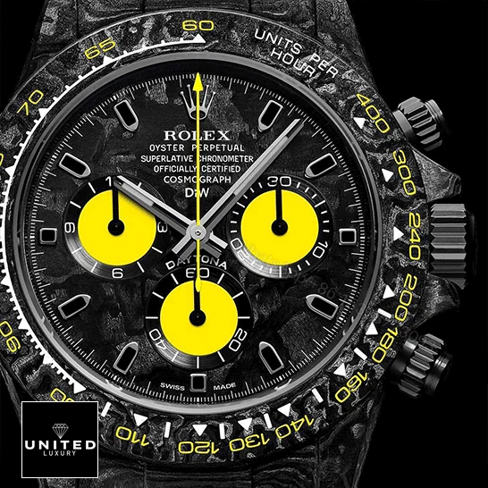 View 6 of Rolex Daytona DiW NTPT Carbon 46490 Lemon Edition Replica