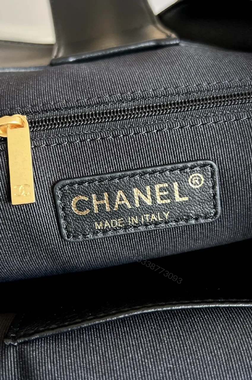 View 2 of Quilted Grand Tote: Black Leatherette, Gold Hardware, Luxury