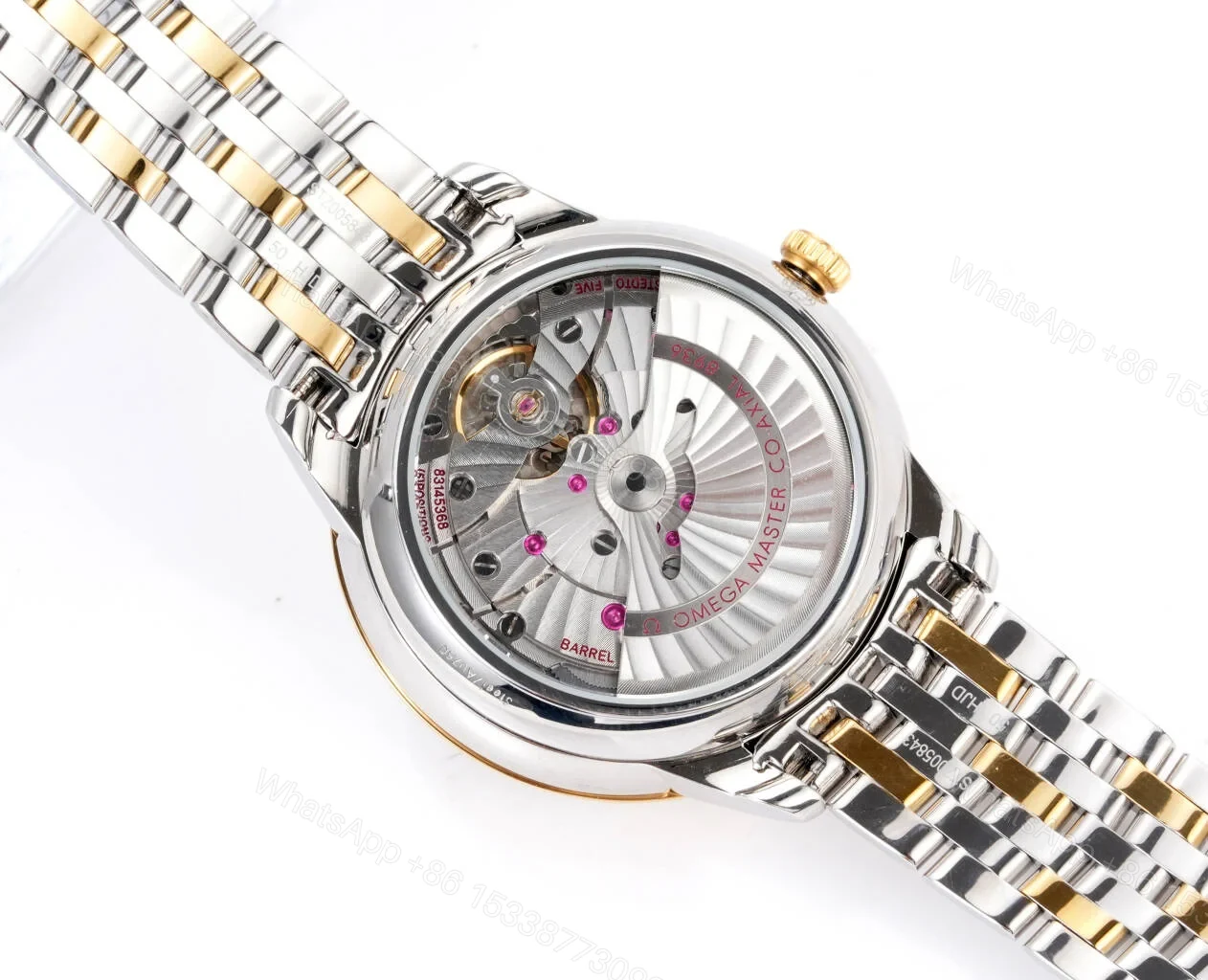 View 8 of Omega De Ville Prestige Co-Axial Master Chronometer Pointer Date 42 Stainless Steel Yellow Gold Green Sunburst Bracelet 434.20.42.22.10.001