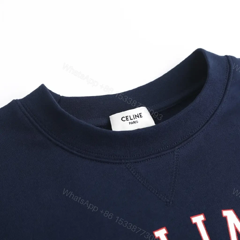 View 2 of Navy Cotton-Blend Crewneck Sweatshirt: Subtle Logo Couture