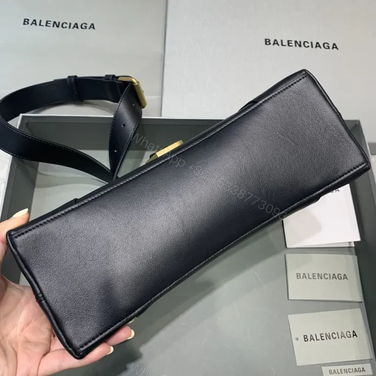 View 6 of Chic Black Leather Crossbody with Gold B Logo â€“ Balenciaga