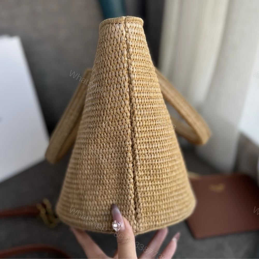 View 5 of CELINE SUPPLE SMALL TRIOMPHE CLASSIC PANIER IN RAFFIA TAN 25CM