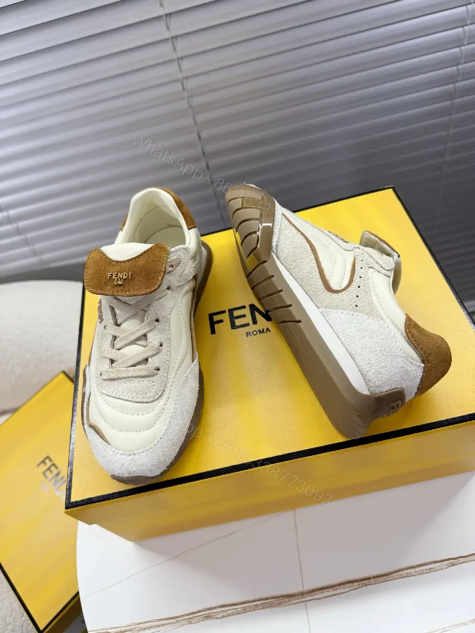 View 6 of White Leather Suede Casual Adjustable Velcro Fashion Sneaker