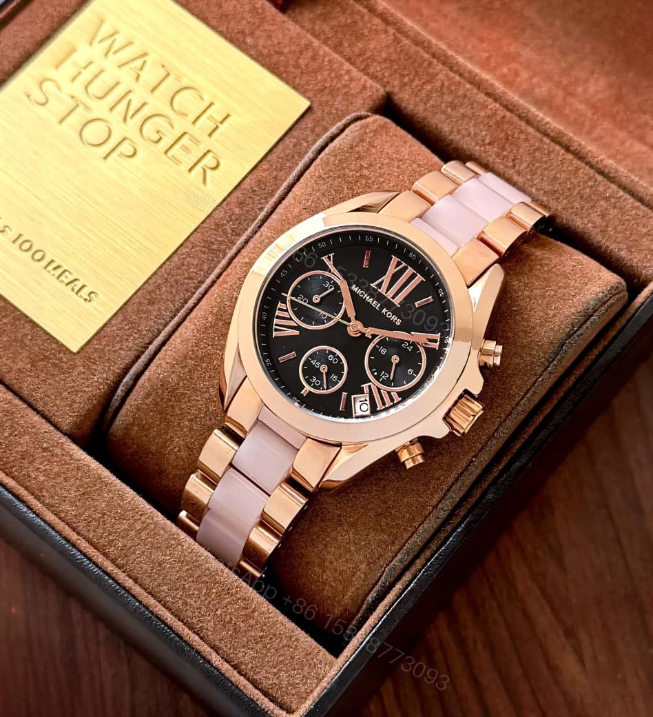 View 3 of First Copy Michael Kors Bradshaw Rose Gold Black Dial Women’s Analog Watch