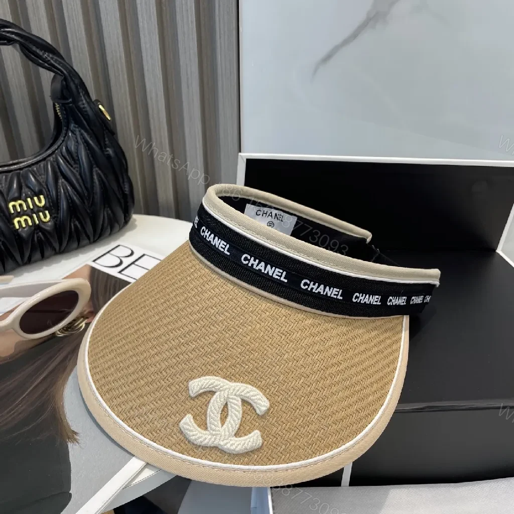 View 2 of Straw Visor: Elegant Beig e Straw, Logo Embroidery, Sun-Chic