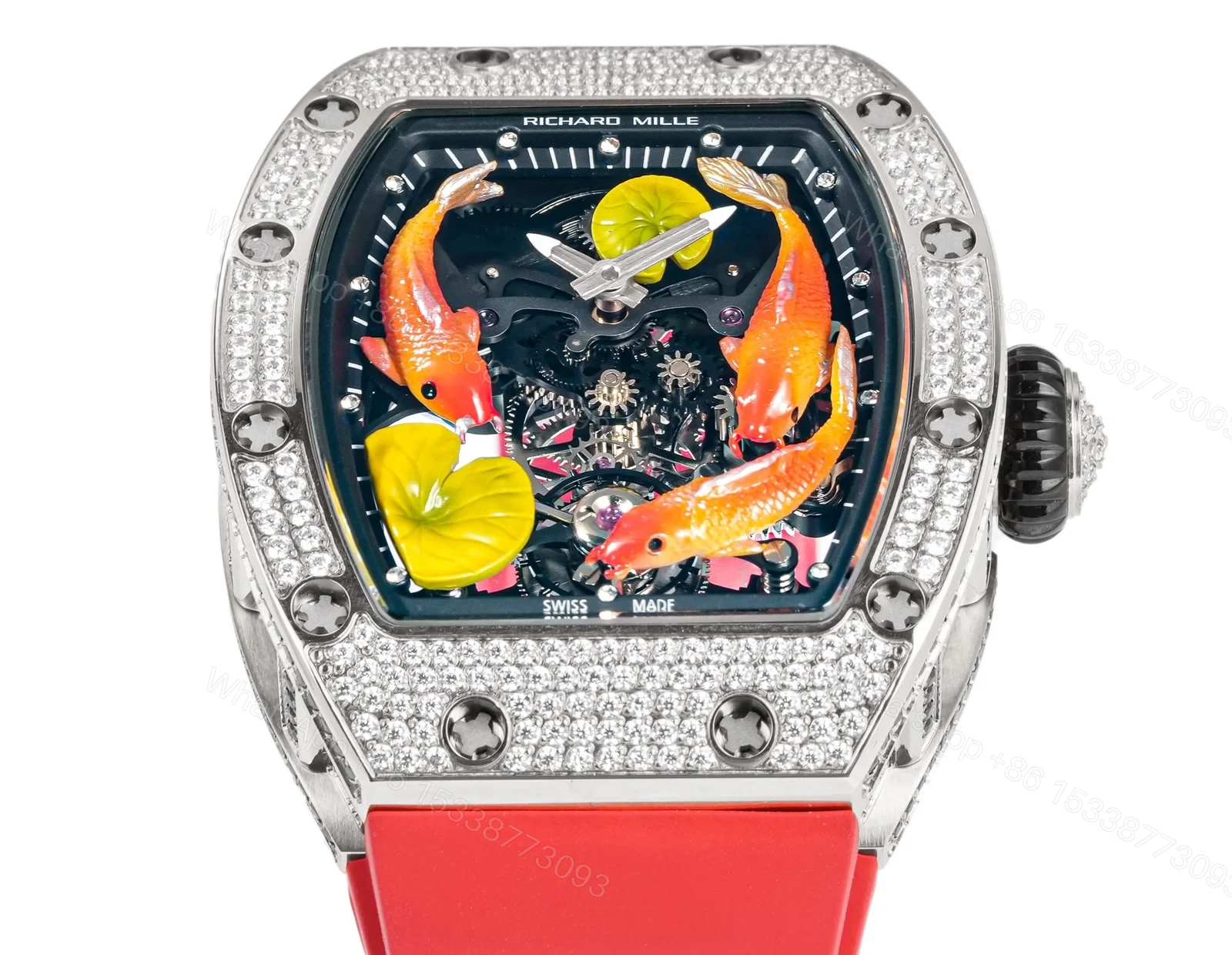 View 2 of Richard Mille RM S10 Koi Tourbillon Red Gold Diamond Red Strap Edition RMS10-KOI-RD