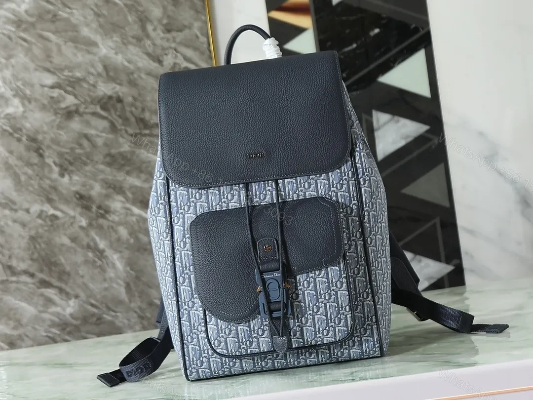 Structured Pattern Leather-Accent Backpack for Everyday Luxury — view 1