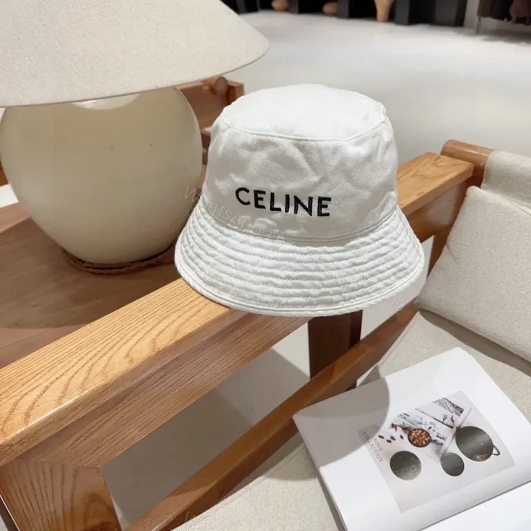 View 9 of White CELINE Logo Bucket Hat: Clean Minimal Luxury