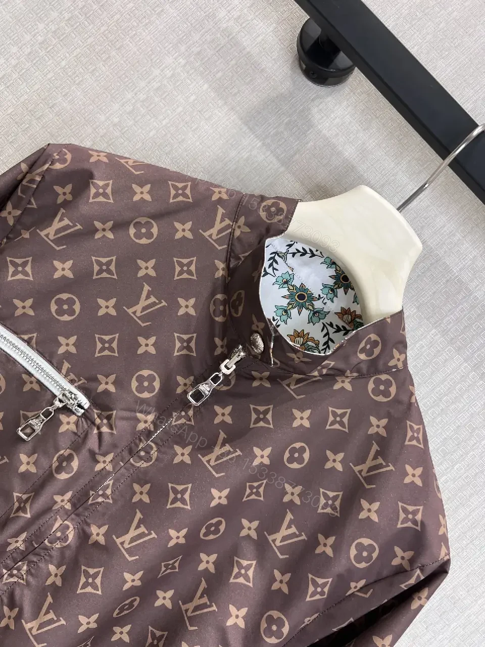 View 9 of Brown Monogram Bomber Jacket - Modern Utility, Signature Flair