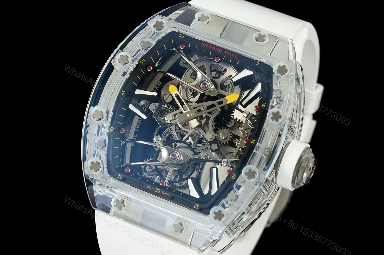 View 3 of Richard Mille RM56-02 Sapphire Crystal Tourbillon Watch Transparent Skeleton Cable Suspension Movement Ultra Light Premium Edition RM-RM56-02-SCX-TB35