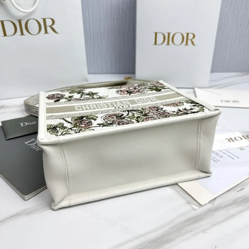 View 3 of Floral Canvas Tote with Sculpted Handles – Everyday Luxury Tote