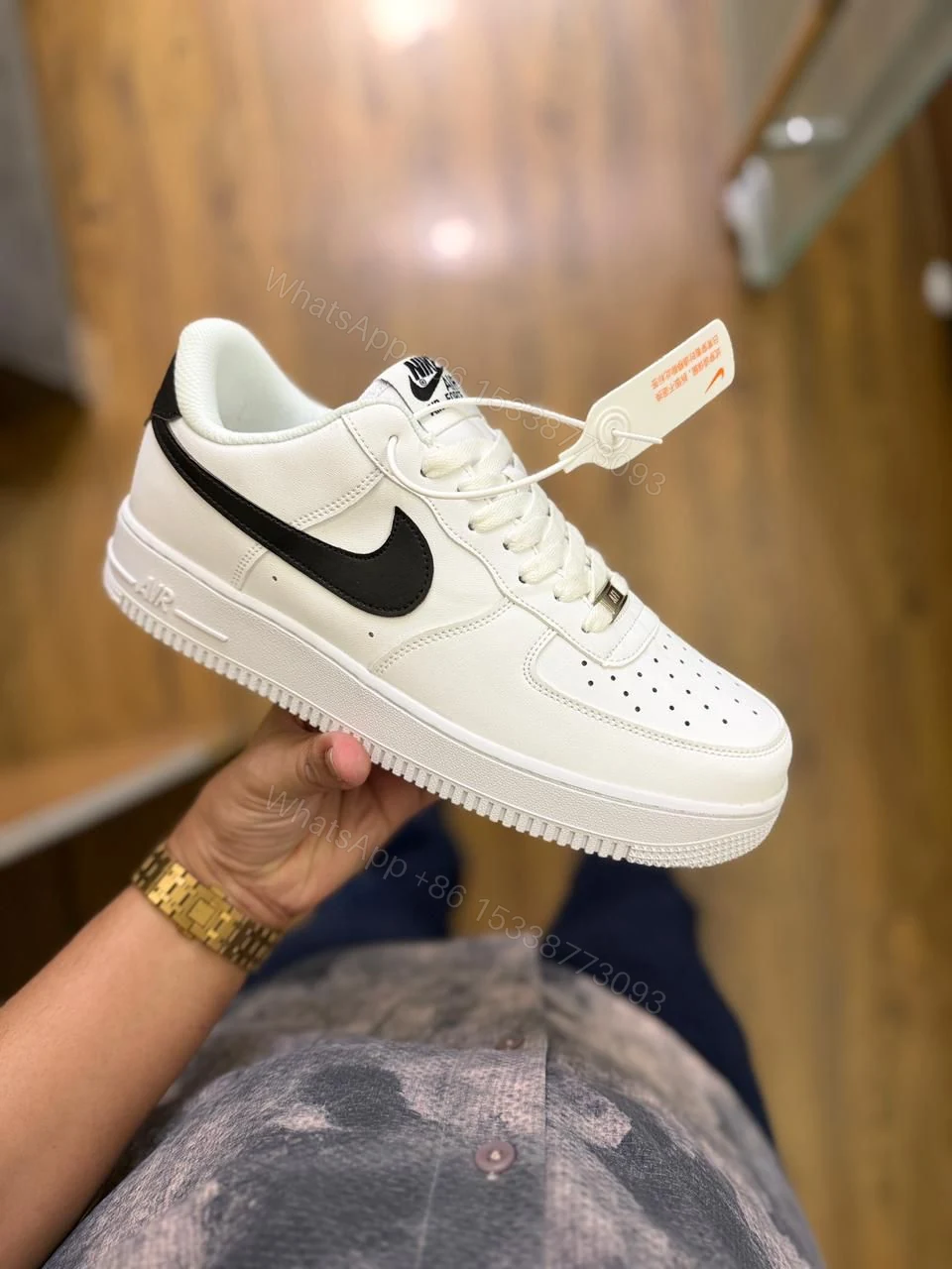 View 3 of FIRST COPY NIKE AIRFORCE ONE WHITE BLACK SWOOSH