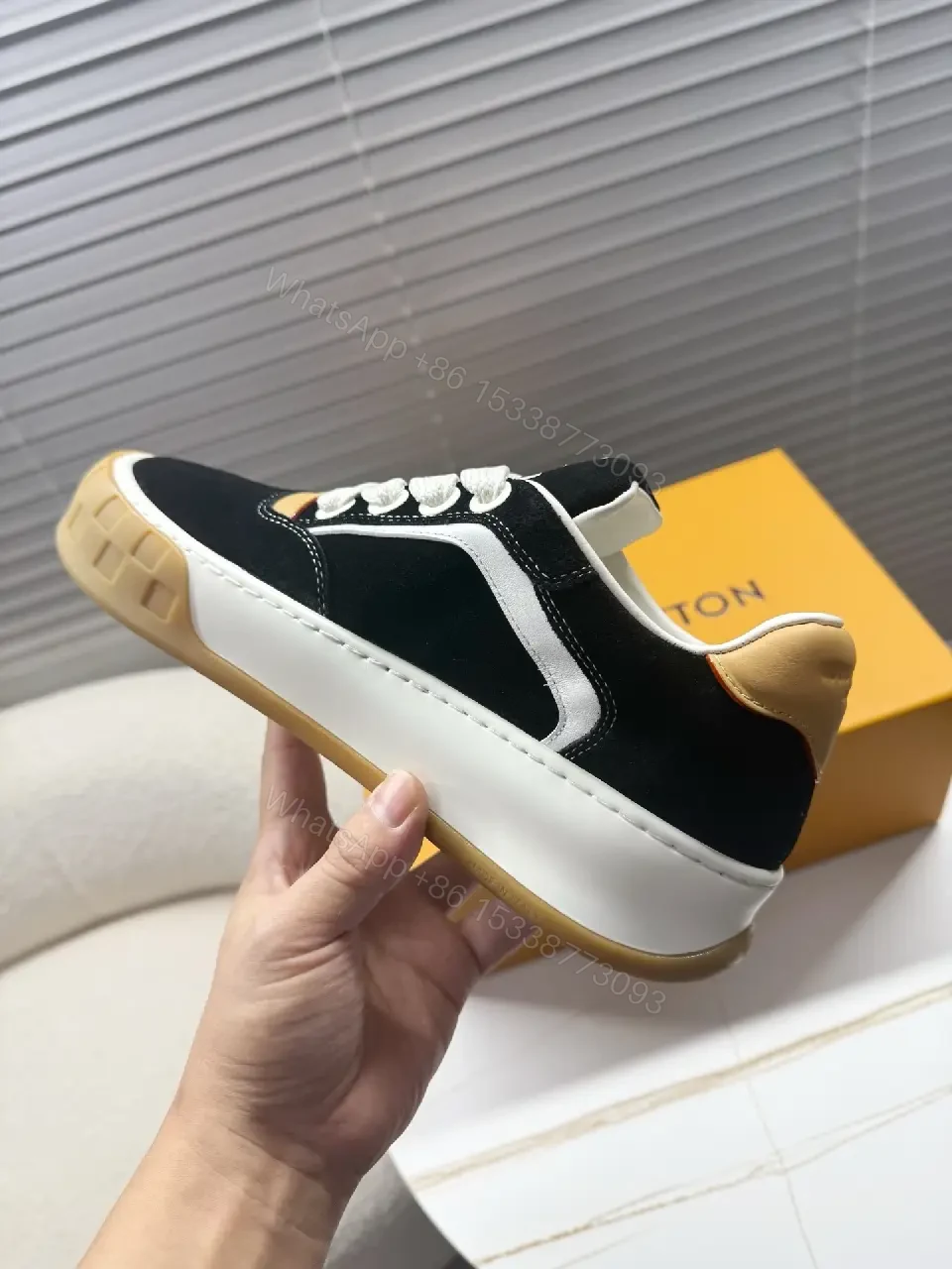 View 7 of Bold Suede Leather High-Top Sneaker with Monogram Accents