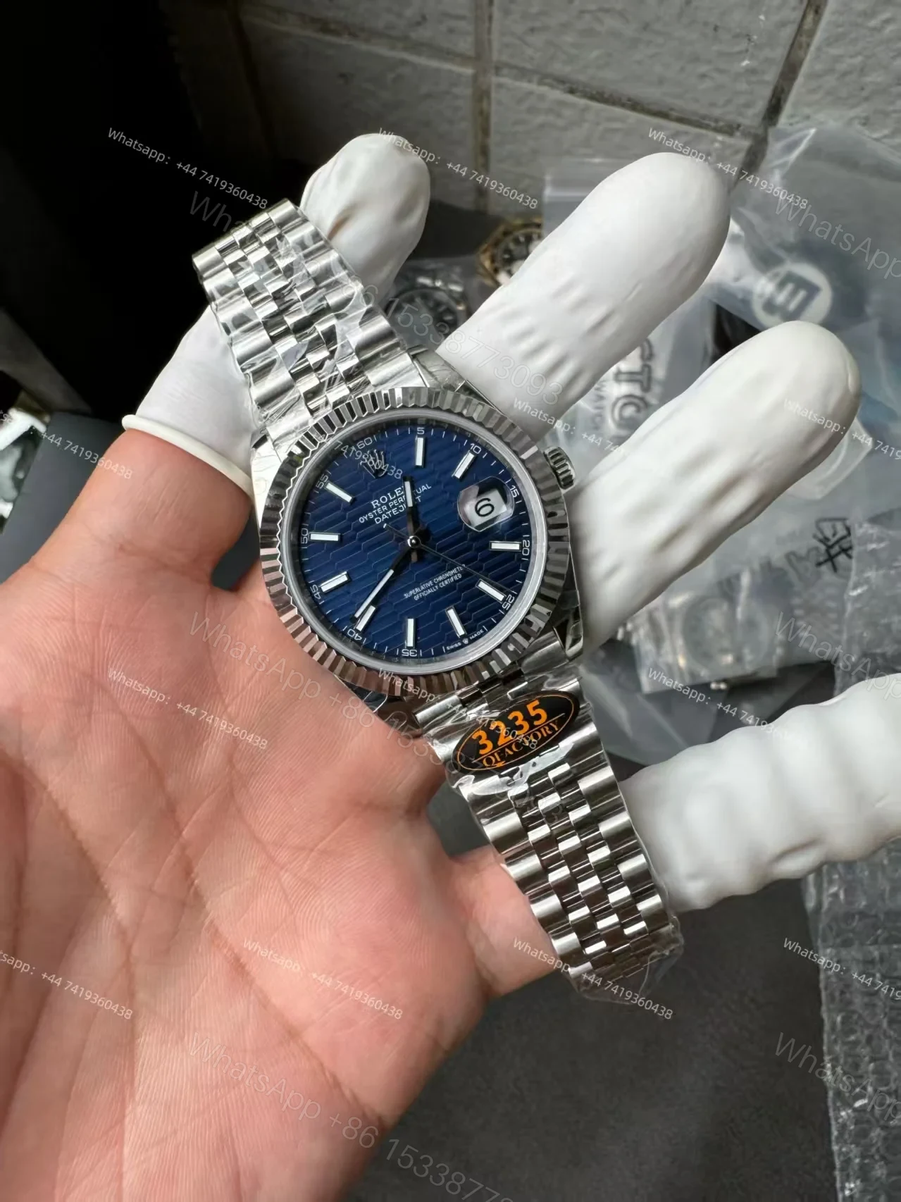 View 9 of Rolex Datejust M126334-0032 Water Ripple Blue Dial 1:1 Replica Jubilee 41MM 3235 Movement Super Clone Watch