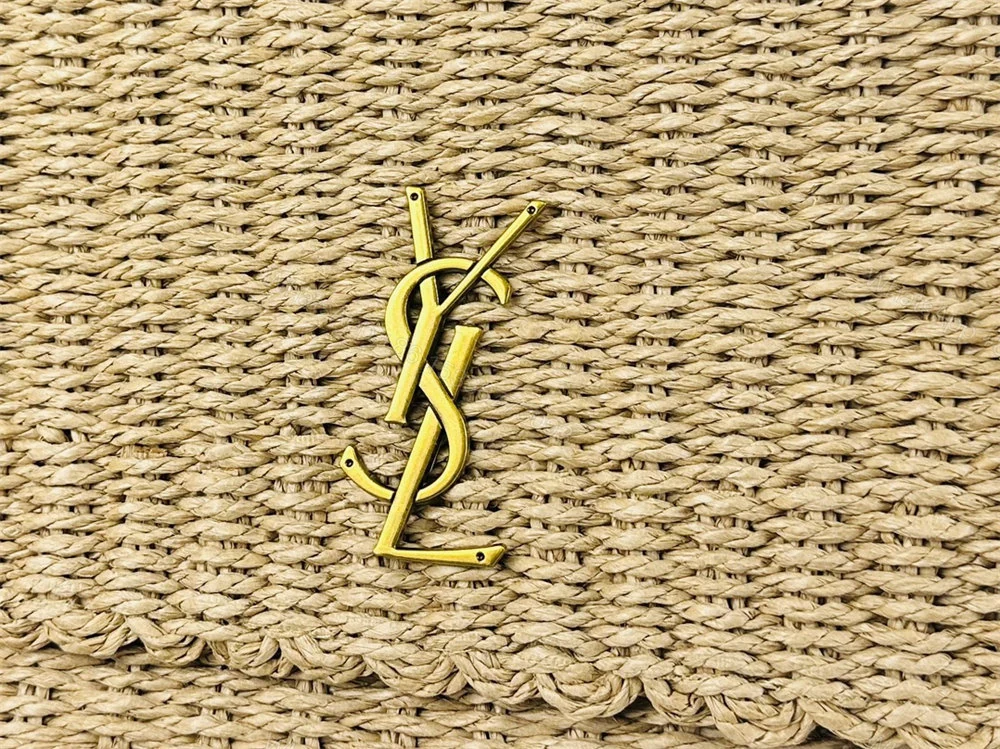 View 3 of Saint Laurent Jamie Medium Naturale Raffia Shoulder Bag New