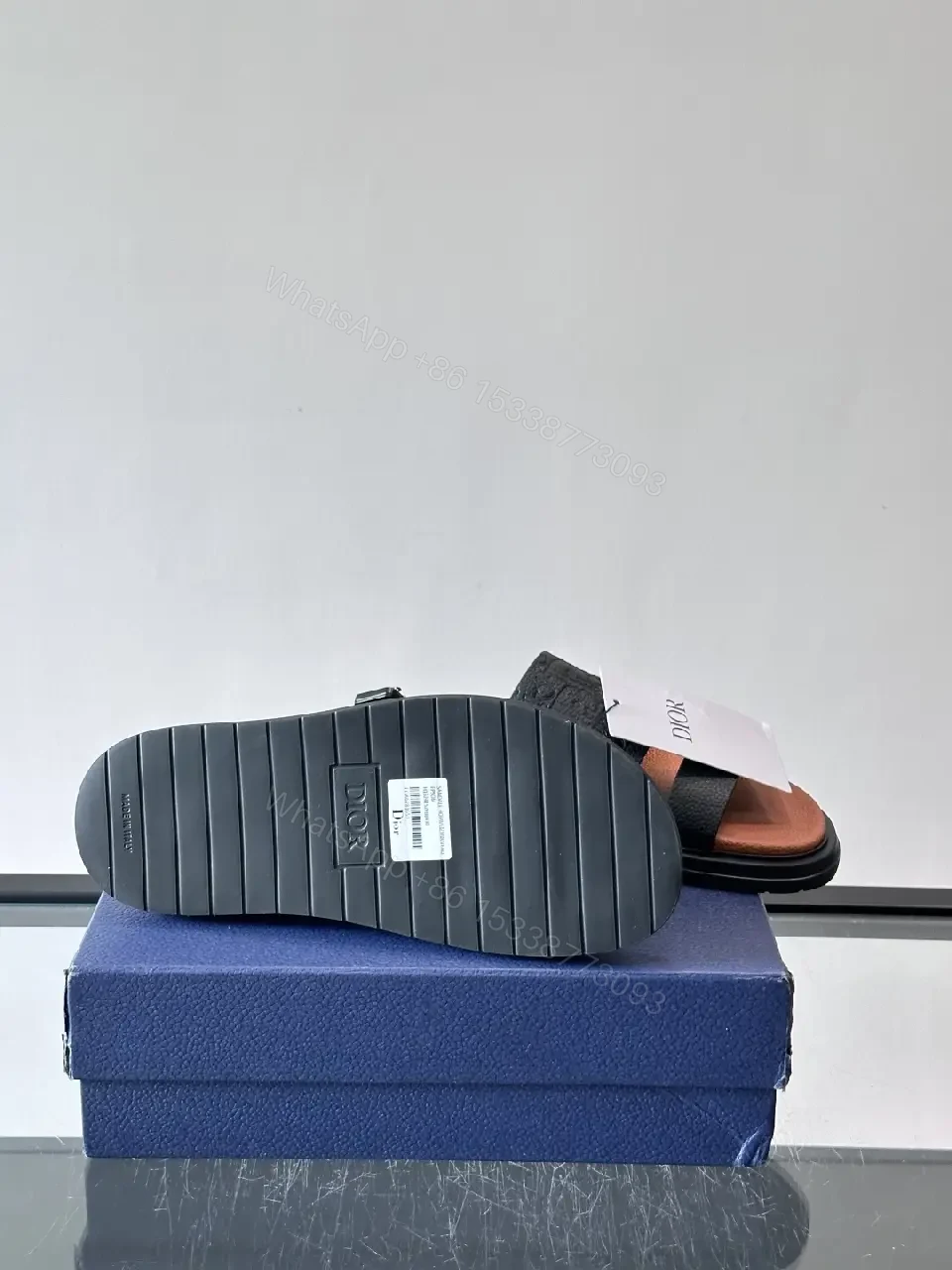 View 9 of Black Leather Dior Sandals Casual Comfort Slide