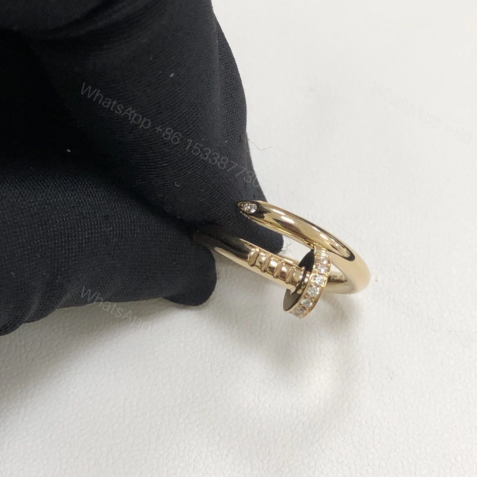 View 3 of Cartier Juste Un Clou Ring Tips Dimaonds Large Yellow Gold B4216900