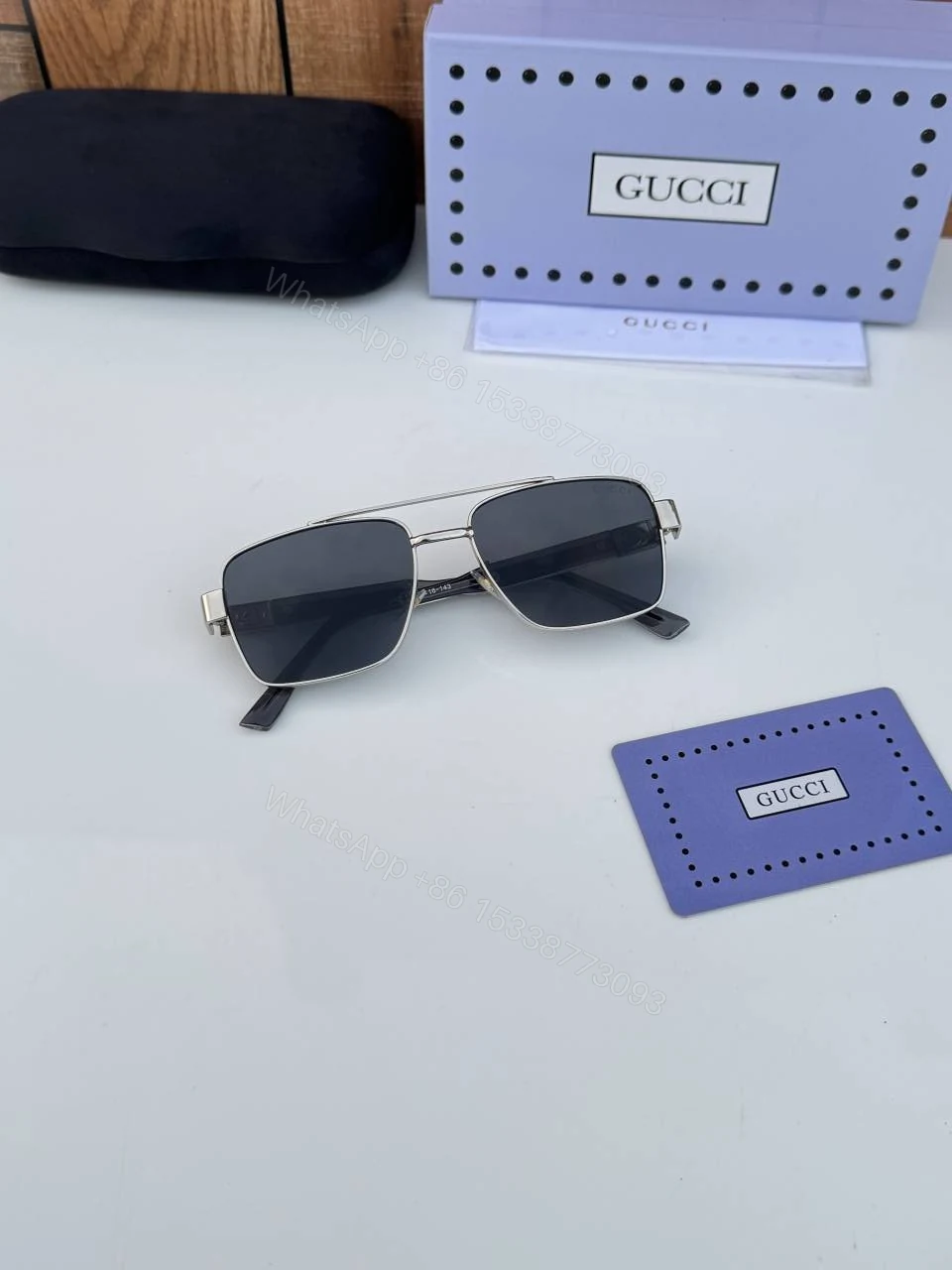 View 2 of First Copy Gucci 320 Silver Black Luxury Designer Sunglasses Premium UV Protection Eyewear