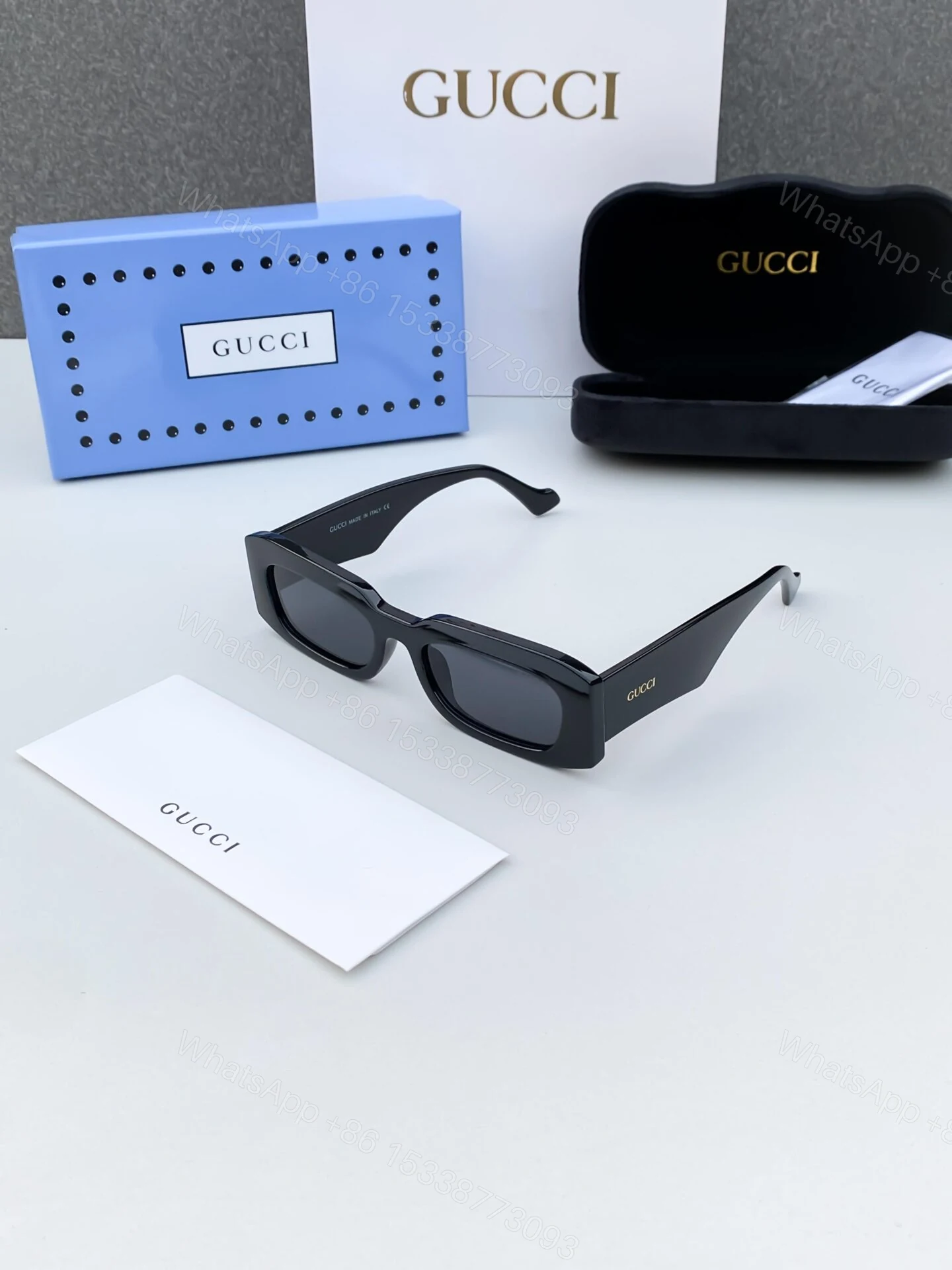Gucci Square Black Sunglasses Plastic Frame — view 1
