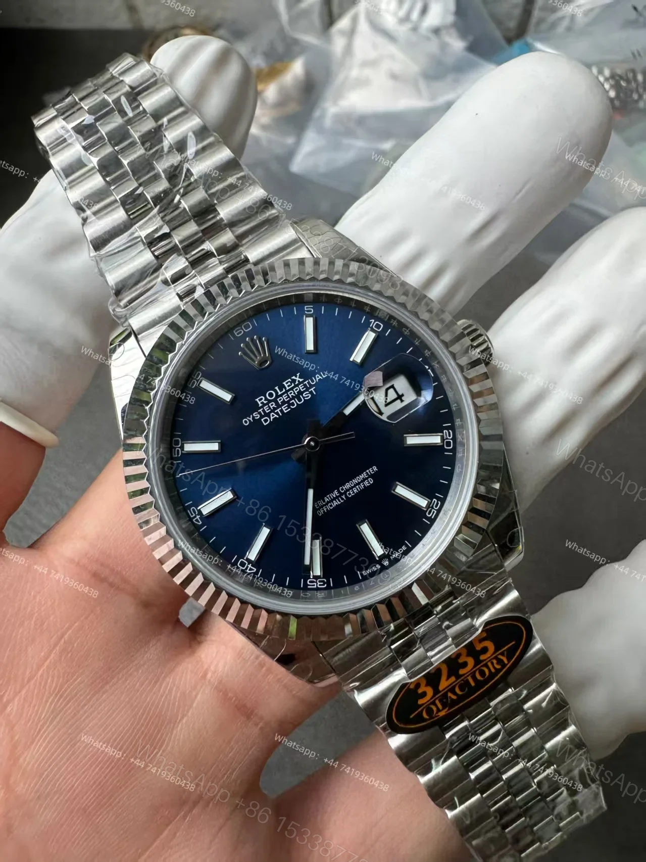 View 6 of Rolex Datejust M126334 Blue Dial 1:1 Replica Jubilee 41MM 3235 Movement Super Clone Watch
