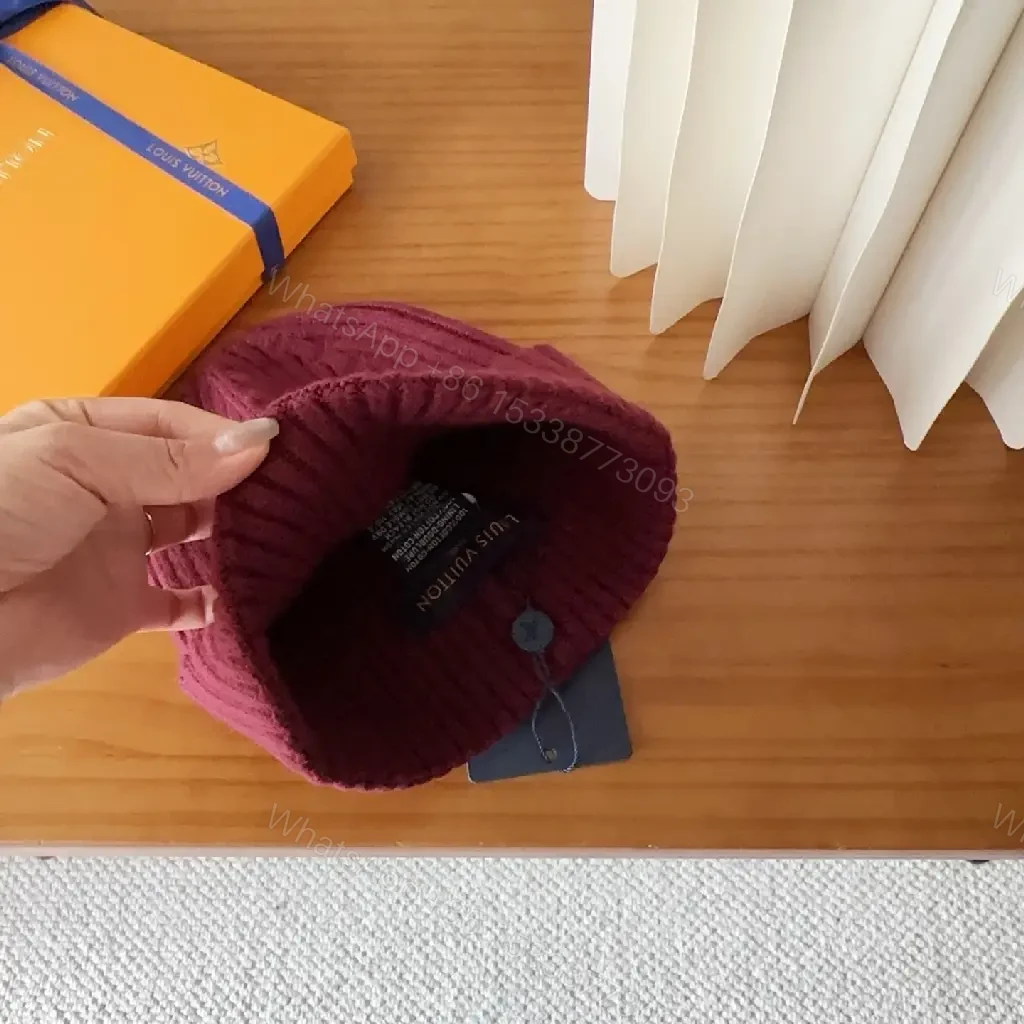 View 4 of Maroon Knit Beanie – Embroidered Designer-Inspired Style