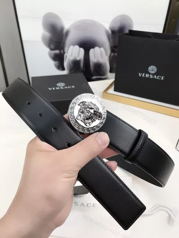 View 8 of Versace Black Leather Belt: Bold Medusa Buckle, Modern Luxury
