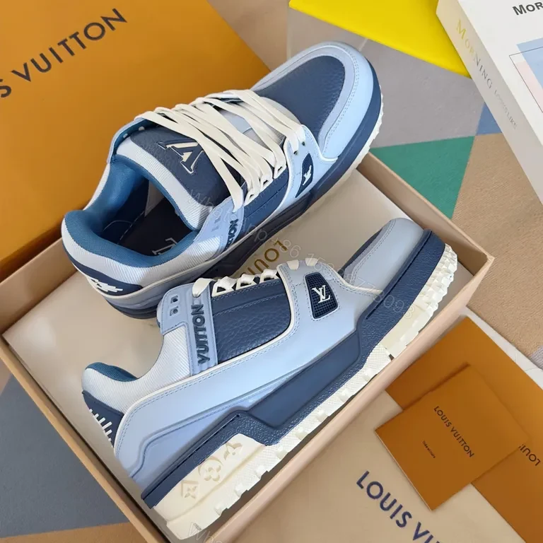 View 2 of Blue LV Luxury Sneaker: Premium Leather, Structured Texture, Everyday Comfort