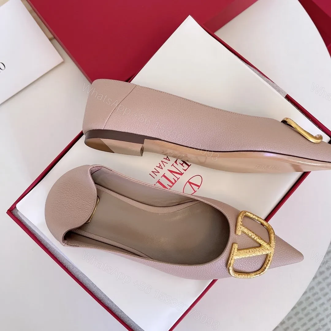 View 4 of Valentino Women Pink Leather Pointed Flats